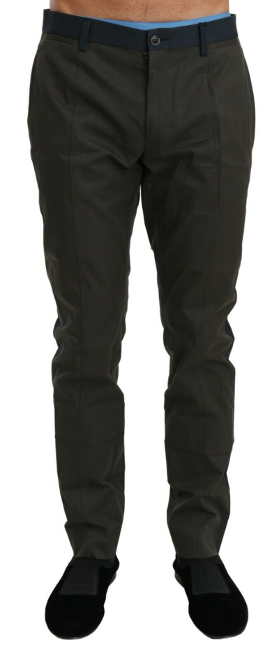 Pre-owned Dolce & Gabbana Pants Cotton Blue Gray Stripes Trouser It48 / W34 / M Rrp $700