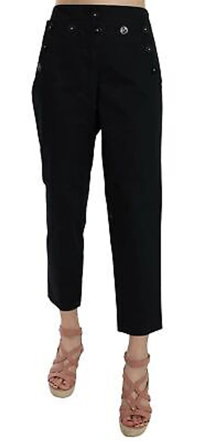 Pre-owned Dolce & Gabbana Pants Black Cropped Front Button Embellished It38/us4/xs $850