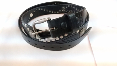 Pre-owned Sur Tan® Buffalo Nickle Rivited Genuine Heavy Harness Leather Belt In Black