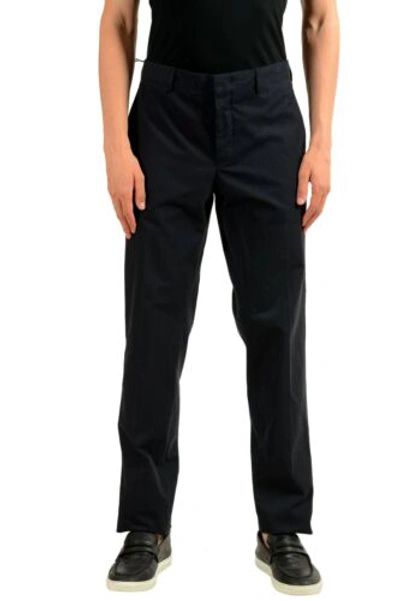 Pre-owned Prada Men's Wool Navy Blue Casual Pants Us 36 It 52