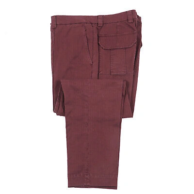 Pre-owned Brunello Cucinelli 'leisure Fit' Short Cropped Burgundy Cotton Pants Chinos 34 In Red