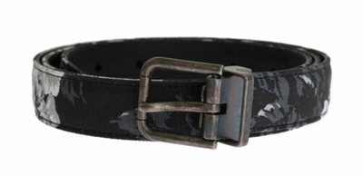 Pre-owned Dolce & Gabbana Dolce&gabbana Men Black Cayman Linen Leather Belt Waist Strap