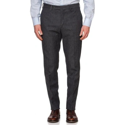 Pre-owned Pt01 Pantaloni Torino "joseph" Gray Flannel Twill Cotton Flat Front Pants