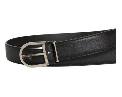 Pre-owned Montblanc 123888 Leather Belt 3.5x120cm Eu Made Fedex Priority / Navy In Blue