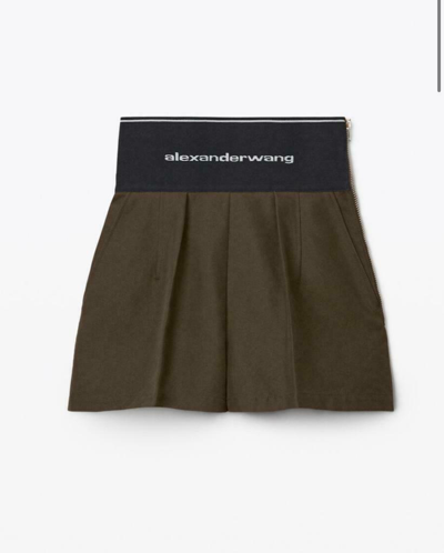 Pre-owned Alexander Wang Alexanderwang Women's Safari Short In Cotton Tailoring Dark Brown Sz 6 Dm4