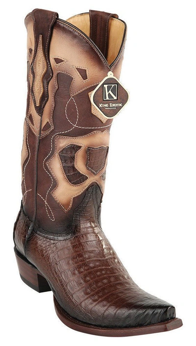 Pre-owned King Exotic Brown Snip Toe Genuine Crocodile Western Cowboy Boot Ee 94rdcc16