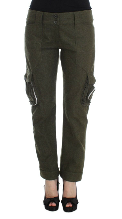 Pre-owned Ermanno Scervino Pants Green Wool Blend Loose Fit Cargo S. It42/us8/m Rrp $560