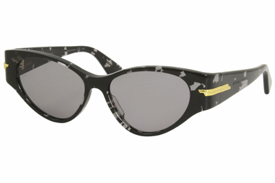 Pre-owned Bottega Veneta ? Bv1002s 002 Havana/gold/grey Lens 55 Mm Sunglasses In Gray