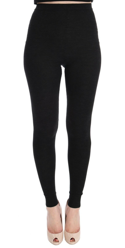 Pre-owned Dolce & Gabbana Pants Tights Gray Wool Stretch Waist S. It40 / Us6 /s Rrp $520