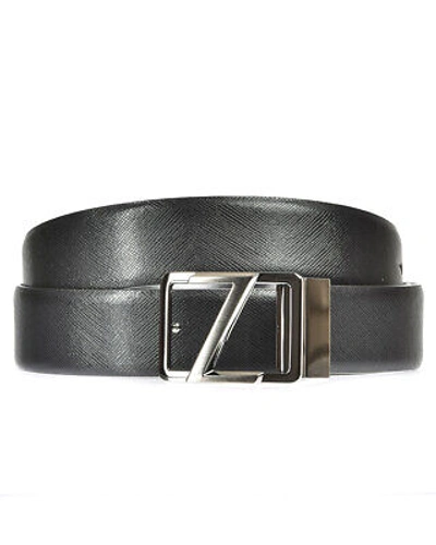 Pre-owned Zegna Belt Double Face Leather Italy Man Black Bwidc1988b Ner Sz.115 Make Offer