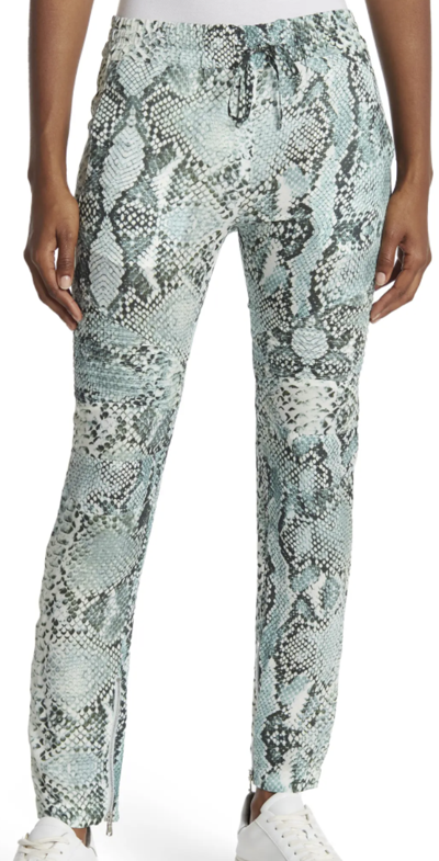 Pre-owned Balmain $920  Women's Kaki Snakeskin Print Leg Silk Pants 2 Us (36 Euro)