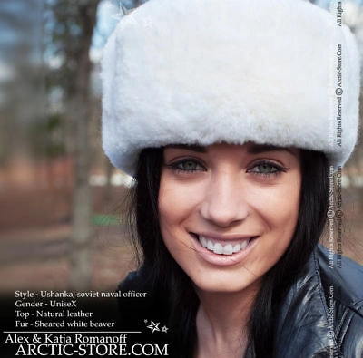 Pre-owned Ushanka Soviet Arktika® Sheared Beaver Fur Hat  Naval Officer White Unisex In White Fur, White Leather