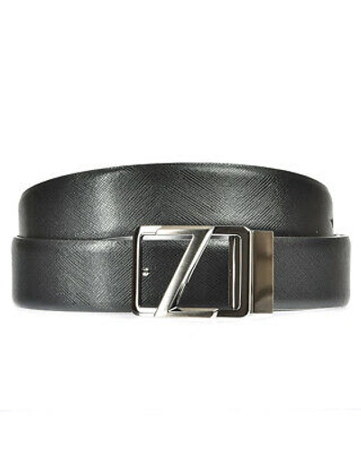 Pre-owned Zegna Belt Double Face Leather Italy Man Black Bwidc1988b Ner Sz.110 Make Offer