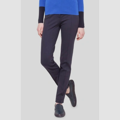 Pre-owned Akris $395  Punto Women's Blue High Rise Stretch Jersey Slim Trouser Pants Sz 6