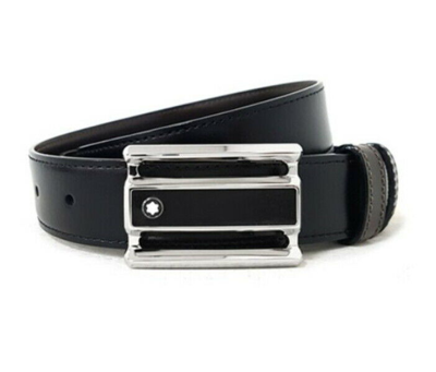 Pre-owned Montblanc 114423 Leather Strap Reversible Belt 1x45 Inch Eu Made Ups Black/brown