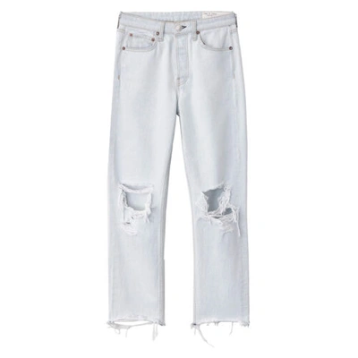 Pre-owned Rag & Bone Women's Maya High Rise Slim Ditch Plain Ripped Jeans In White