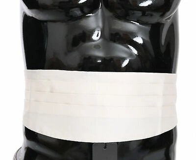 Pre-owned Dolce & Gabbana Cummerbund White Men Waist Belt 100% Silk S. It48 / M Rrp $450