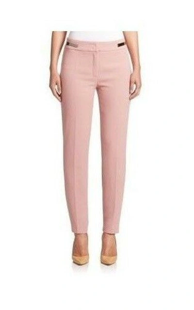 Pre-owned Escada $795  Tina Virgin Wool Straight Leg Pants French Rose Pink 36