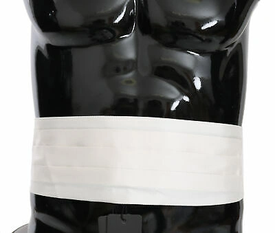 Pre-owned Dolce & Gabbana Cummerbund White Men Waist Belt 100% Silk S. It46 / S Rrp $450