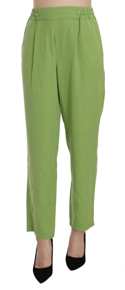 Pre-owned Acht Pants Green High Waist Pleated Tapered Women Trousers It42/us8/m Rrp $500