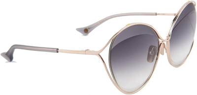 Pre-owned Dita Womens  Sasu Dts516 White Gold / Dark Grey 64 Mm Sunglasses In Gray