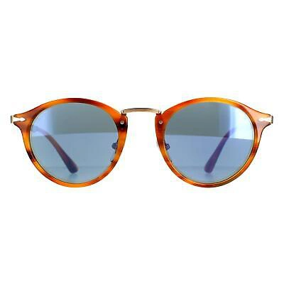 Pre-owned Persol Sunglasses Po3166s 960/56 Striped Brown Light Blue