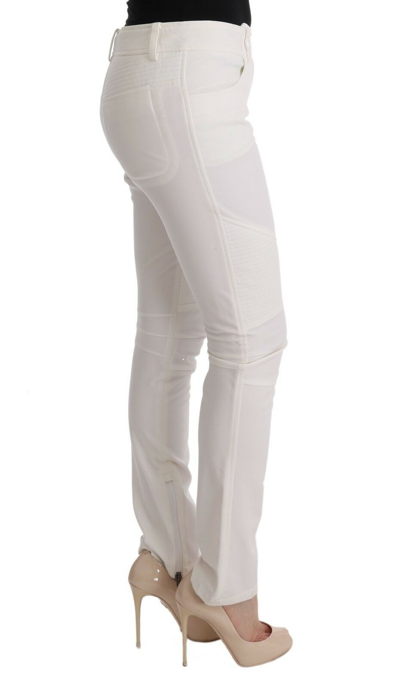 Pre-owned Ermanno Scervino Pants White Cotton Slim Fit Casual S. It40 / Us6 / S Rrp $450