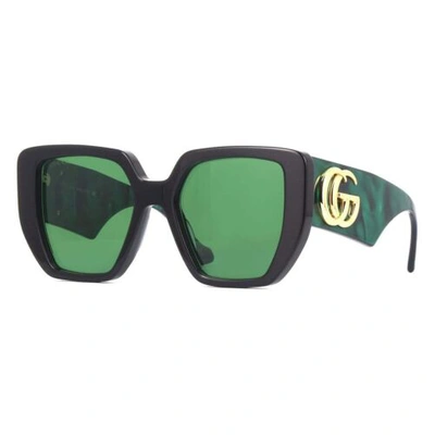 Pre-owned Gucci Authentic  Gg0956s 001 Black/green 54-19-145