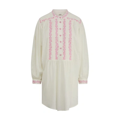 Isabel Marant Étoile Gena Embroidered Crinkled-cotton Mini Dress In Ecru