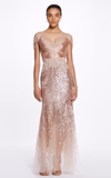 MARCHESA WOMEN'S EMBROIDERED TULLE GOWN