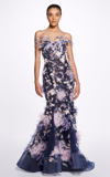 MARCHESA WOMEN'S OFF-THE-SHOULDER EMBROIDERED GOWN
