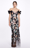 MARCHESA WOMEN'S EMBROIDERED OFF-THE-SHOULDER MAXI DRESS