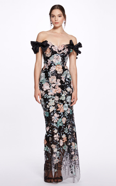 Marchesa Women's Embroidered Off-the-shoulder Maxi Dress In Floral