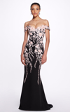 MARCHESA WOMEN'S OFF-THE-SHOULDER FLORAL-EMBROIDERED GOWN