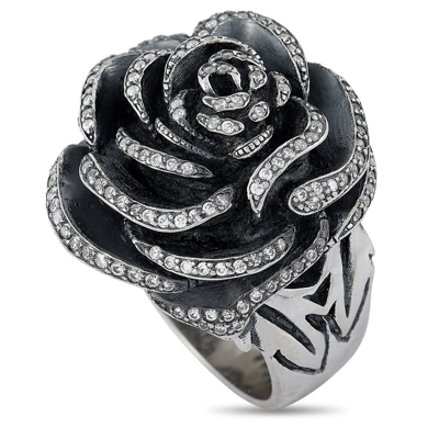 King Baby Silver And White Cubic Zirconia Rose Ring In Multi-color