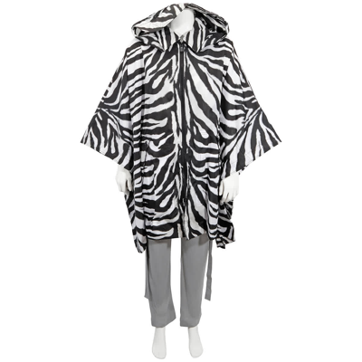 Burberry Zebra Print Templeton Detachable Hood Cape In Black Ip Pattern