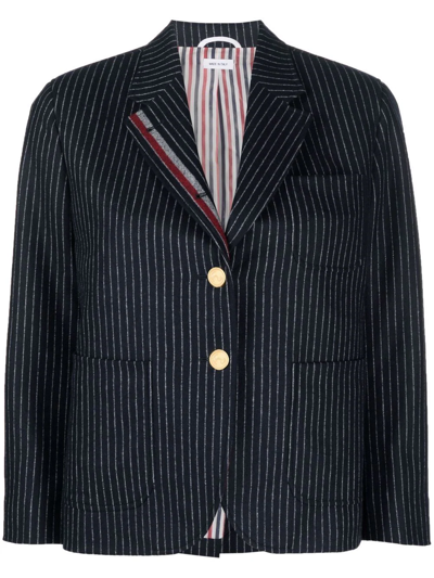 Thom Browne Cropped Pinstriped Blazer In Navy
