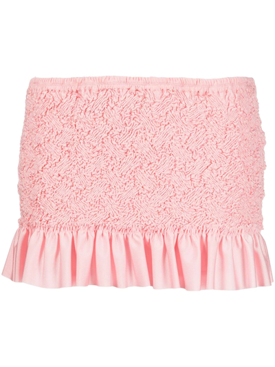 Alexander Wang Ruffled Stretch-seersucker Mini Skirt In Cherry Blossom