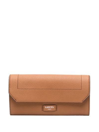 Lancel Pebbled-leather Purse In Cammello