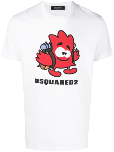 Dsquared2 Cartoon Logo-print T-shirt In White