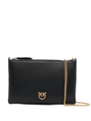 Pinko Ladies Logo-plaque Leather Satchel Bag In Black