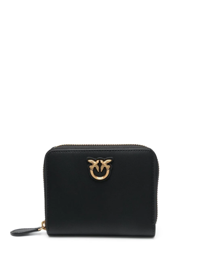 Pinko Logo-plaque Zipped Purse In Black