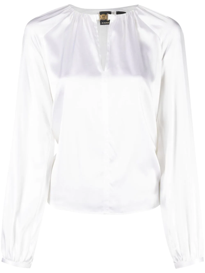 Pinko Long-sleeve Silk Blouse In White