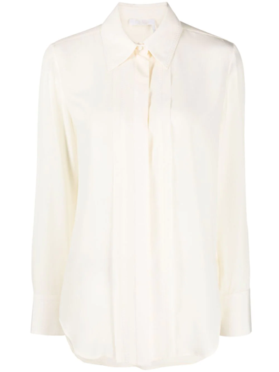 Chloé White Linen Oversize Shirt White Chloe Donna 38 In Ivory