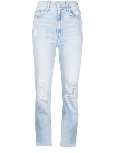 Mother Straight-leg Cut-out Jeans In Blue