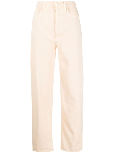 Mother Mid-rise Cropped Jeans In Ecru