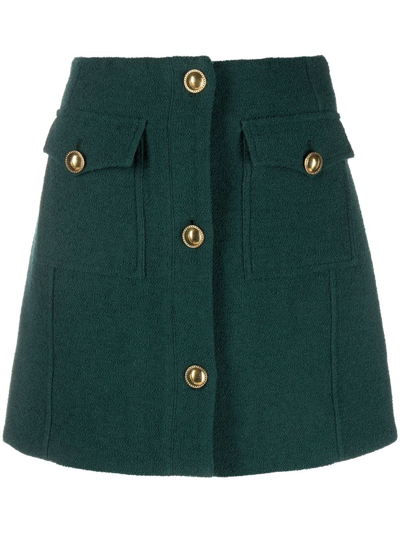 Alessandra Rich Buttoned A-line Miniskirt In Green