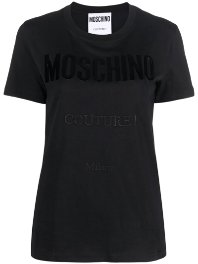 Moschino Camouflage-print Short-sleeved T-shirt In Black