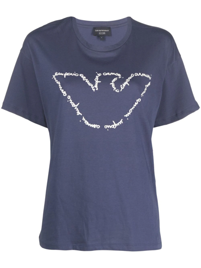 Emporio Armani Logo-print Cotton T-shirt In Blue