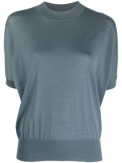 Odeeh Short-sleeve Virgin Wool Jumper In Blue